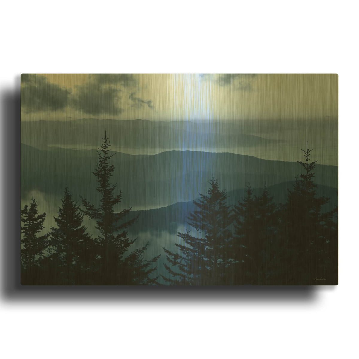 'Mountain Morning Blues I' By Lori Deiter Gold Metal Wall Art