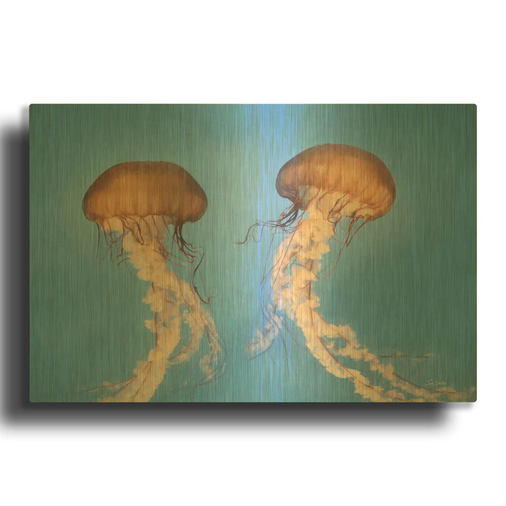 'Jellyfish Dance 1' By Lori Deiter Gold Metal Wall Art