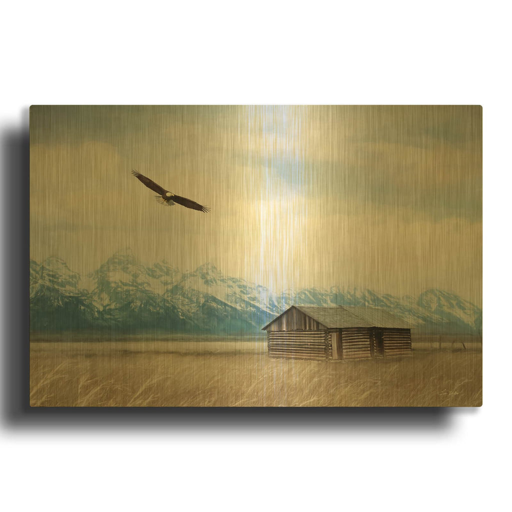 'Moulton Cabin' By Lori Deiter Gold Metal Wall Art