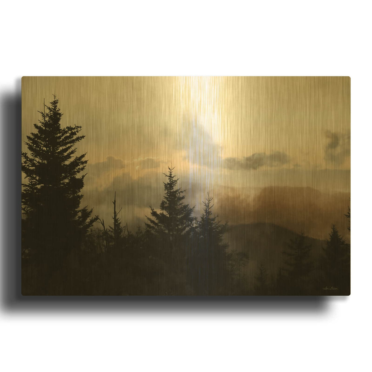 'Mountain Layers 2' By Lori Deiter Gold Metal Wall Art