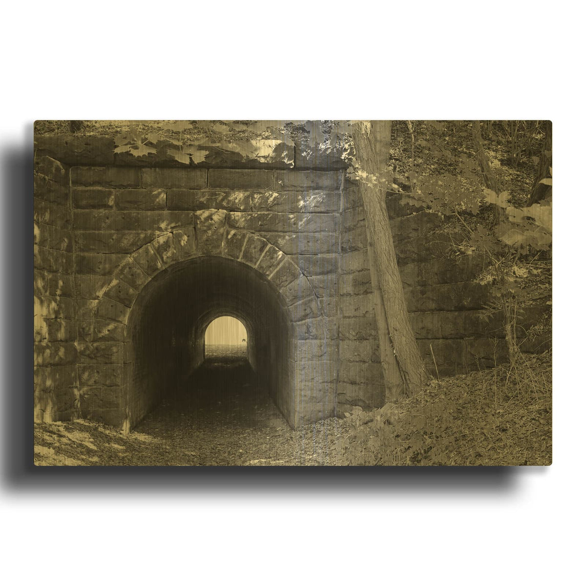 'Juniata Tunnel' By Lori Deiter Gold Metal Wall Art