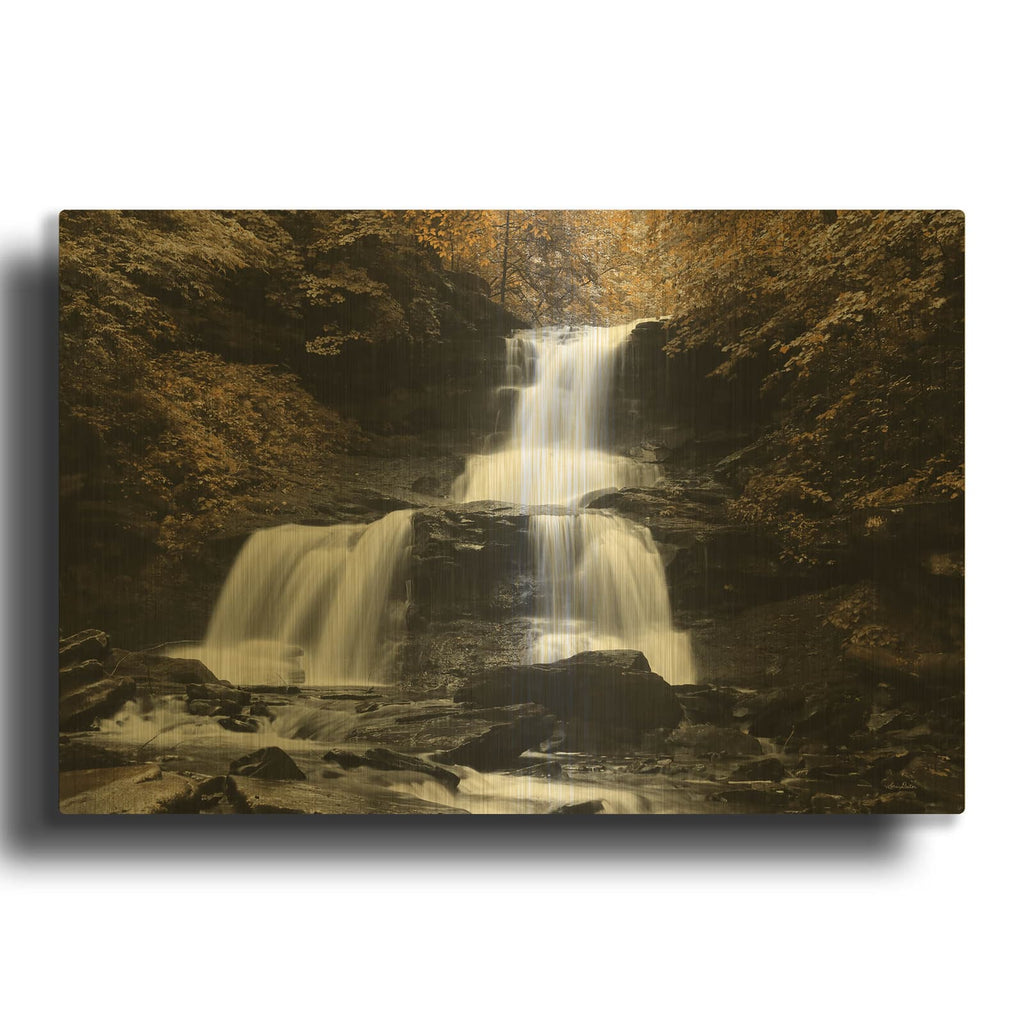 'Golden Waterfall 2' By Lori Deiter Gold Metal Wall Art