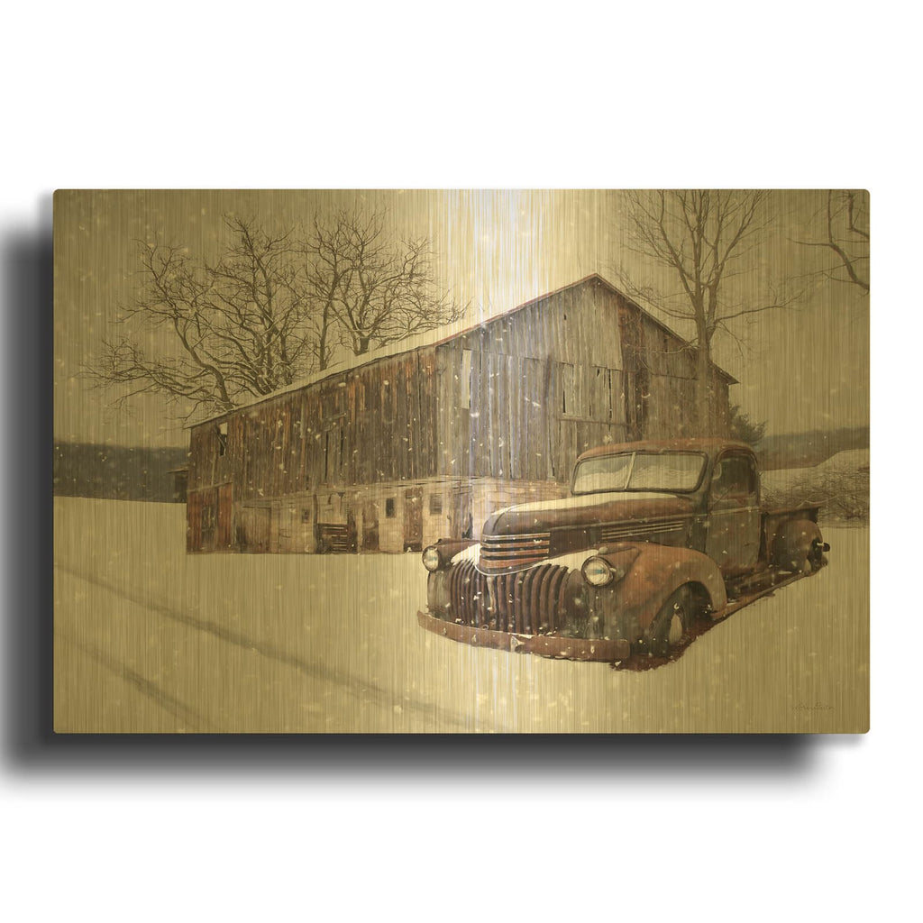 'Rustic Winter Charm' By Lori Deiter Gold Metal Wall Art