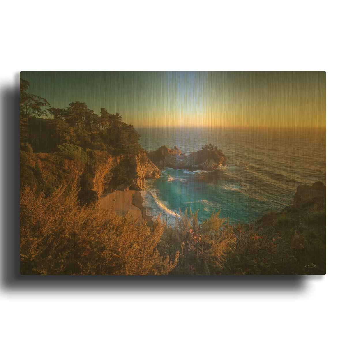 'Mcway Falls At Sunset' By Martin Podt Gold Metal Wall Art