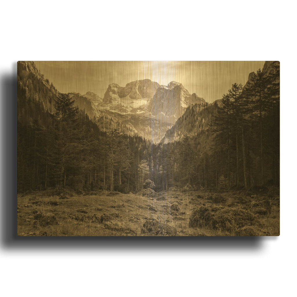 'Mountains In The Middle' By Martin Podt Gold Metal Wall Art