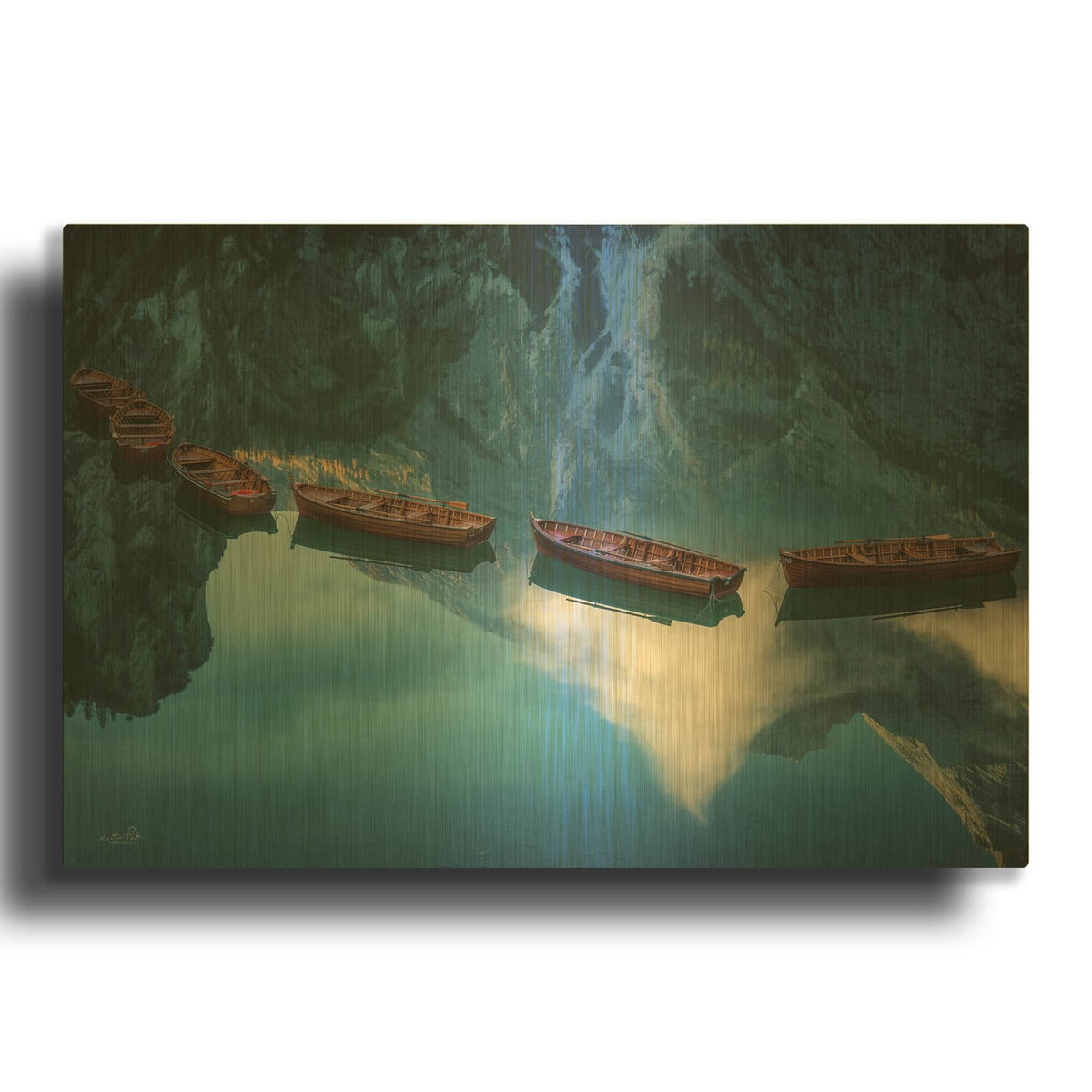 'Boats Of Braies 2' By Martin Podt Gold Metal Wall Art