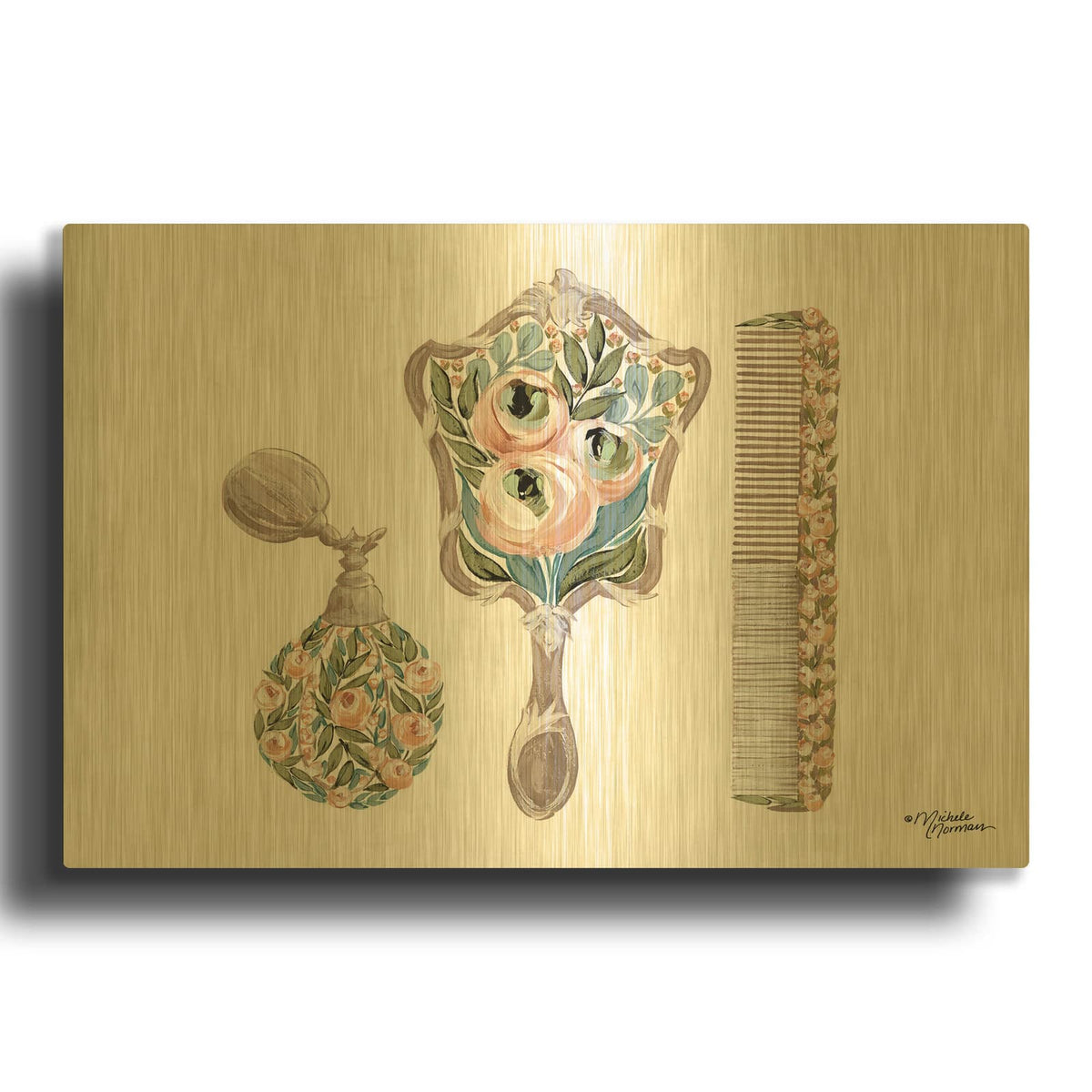 'Vanity Set' By Michele Norman Gold Metal Wall Art
