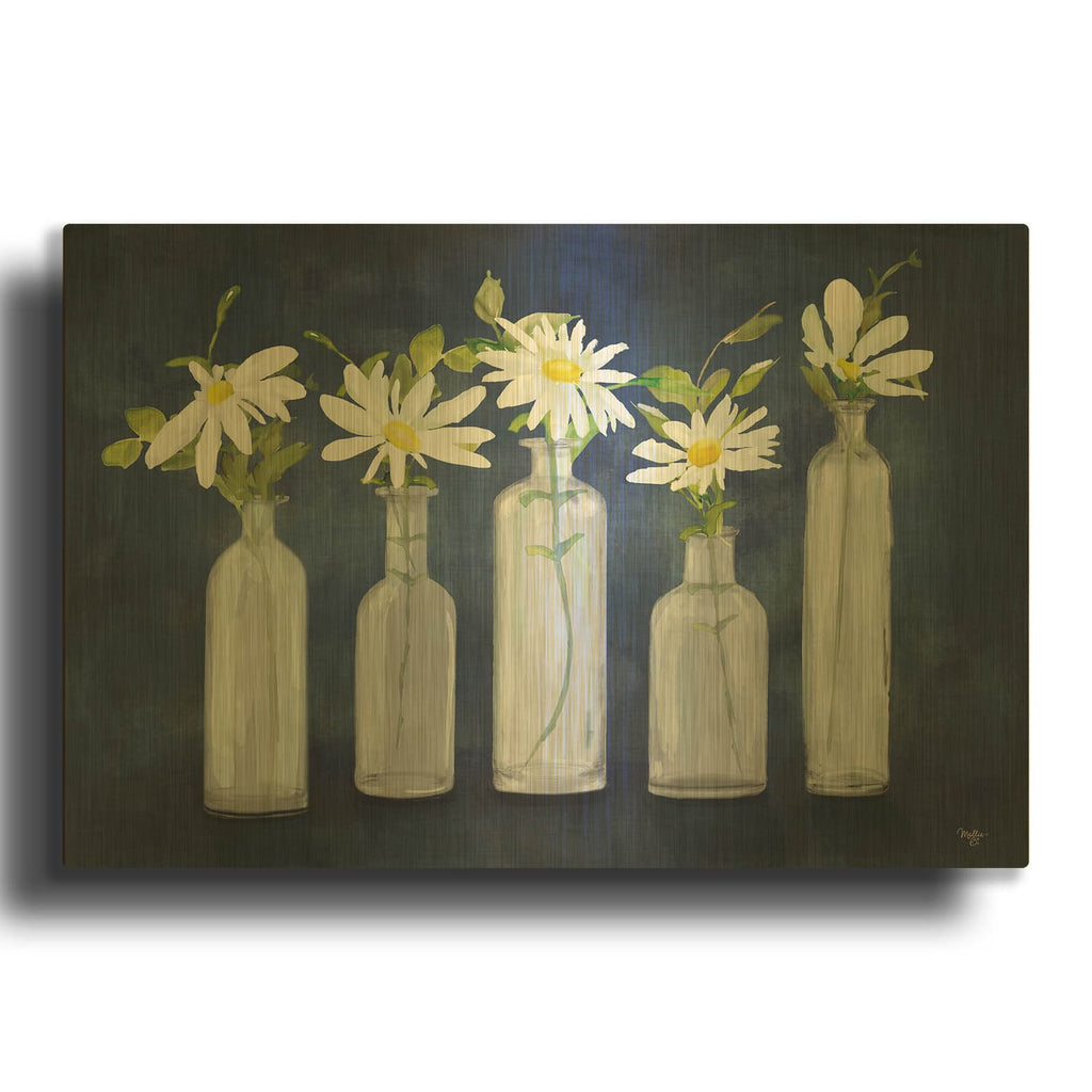 'Daisies In A Row' By Mollie B Art Gold Metal Wall Art
