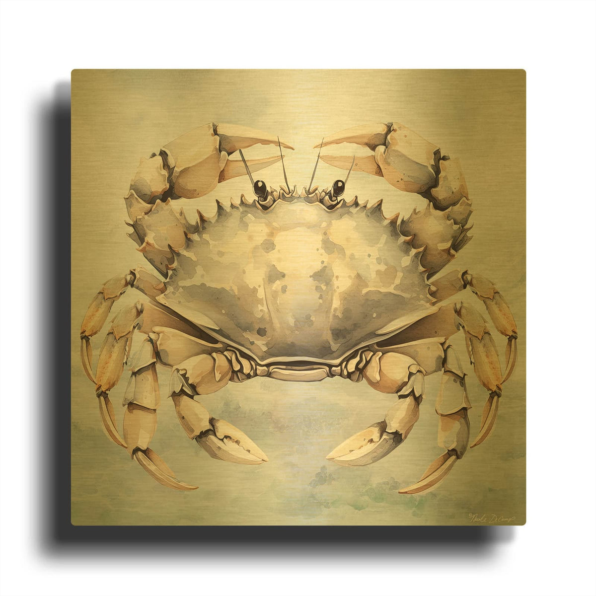 'Cape Cod Crab' By Nicole DeCamp Gold Metal Wall Art