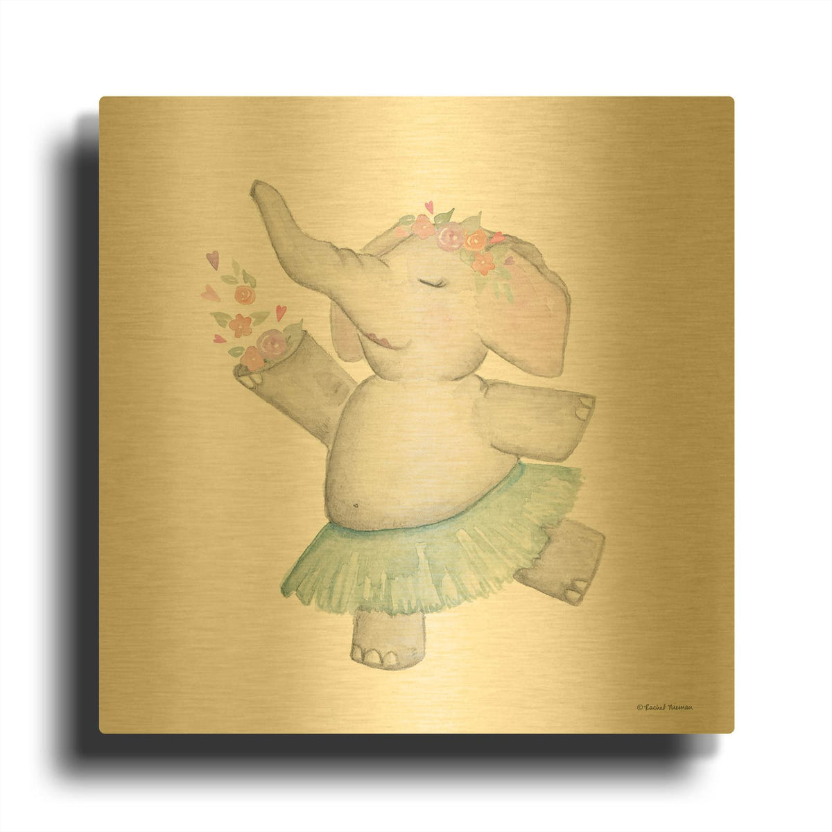 'Elephant Ballerina' By Rachel Nieman Gold Metal Wall Art