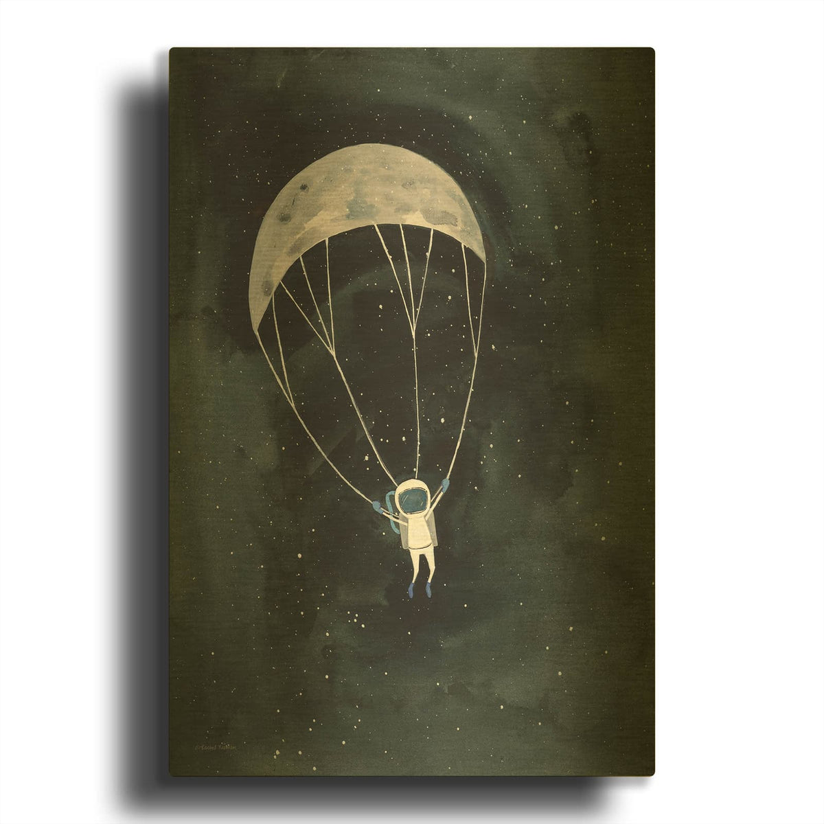 'Parachute Moon' By Rachel Nieman Gold Metal Wall Art