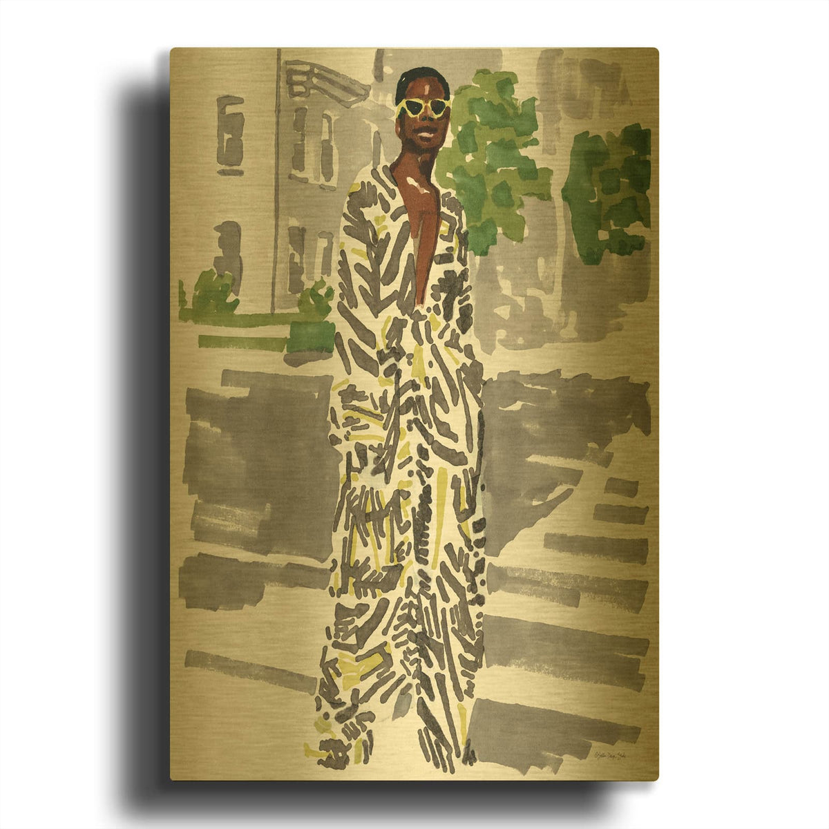 'Fashion In The City 2' By Stellar Design Studio Gold Metal Wall Art