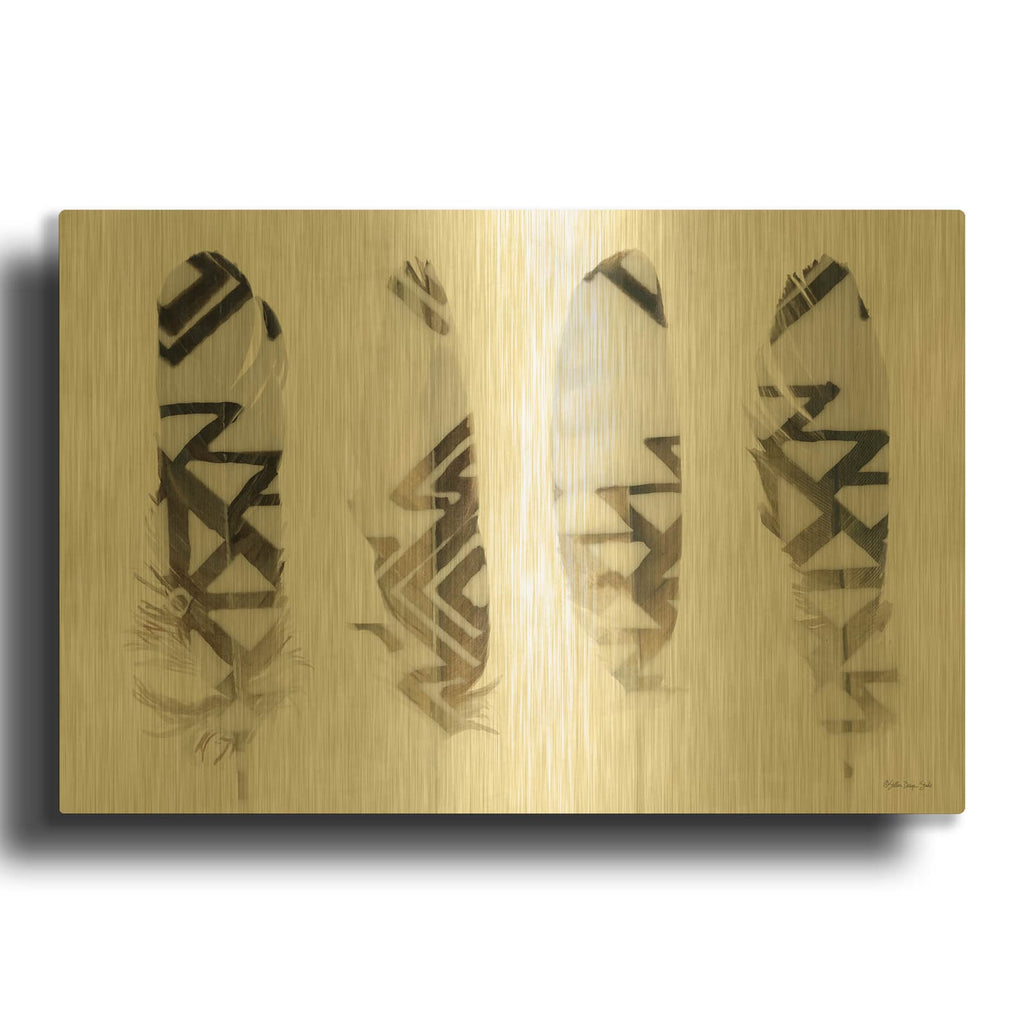 'Feathers 1' By Stellar Design Studio Gold Metal Wall Art