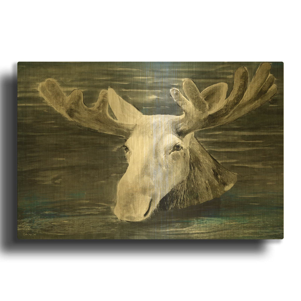 'Lake Moose' By Stellar Design Studio Gold Metal Wall Art