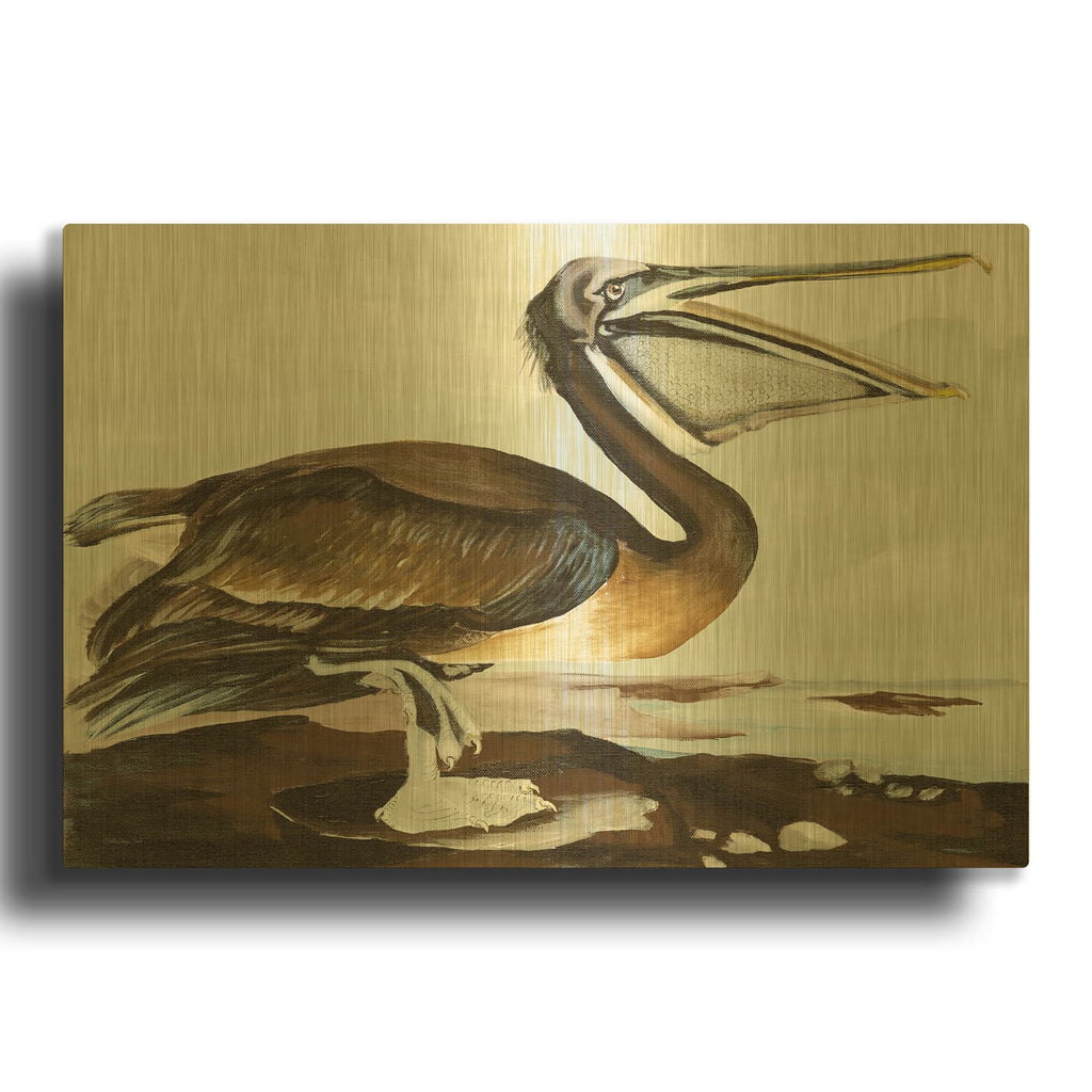 'Pelican By The Bay' By Stellar Design Studio Gold Metal Wall Art