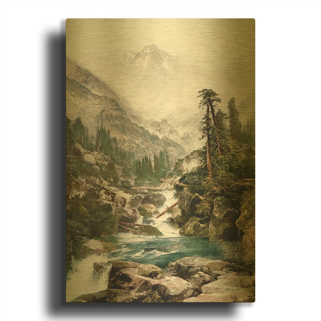 'Rocky Stream In The Mountains' By Stellar Design Studio Gold Metal Wall Art