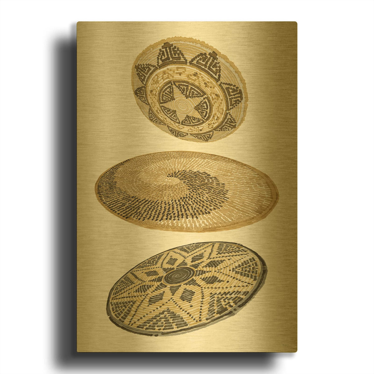 'Woven Plates' By Stellar Design Studio Gold Metal Wall Art