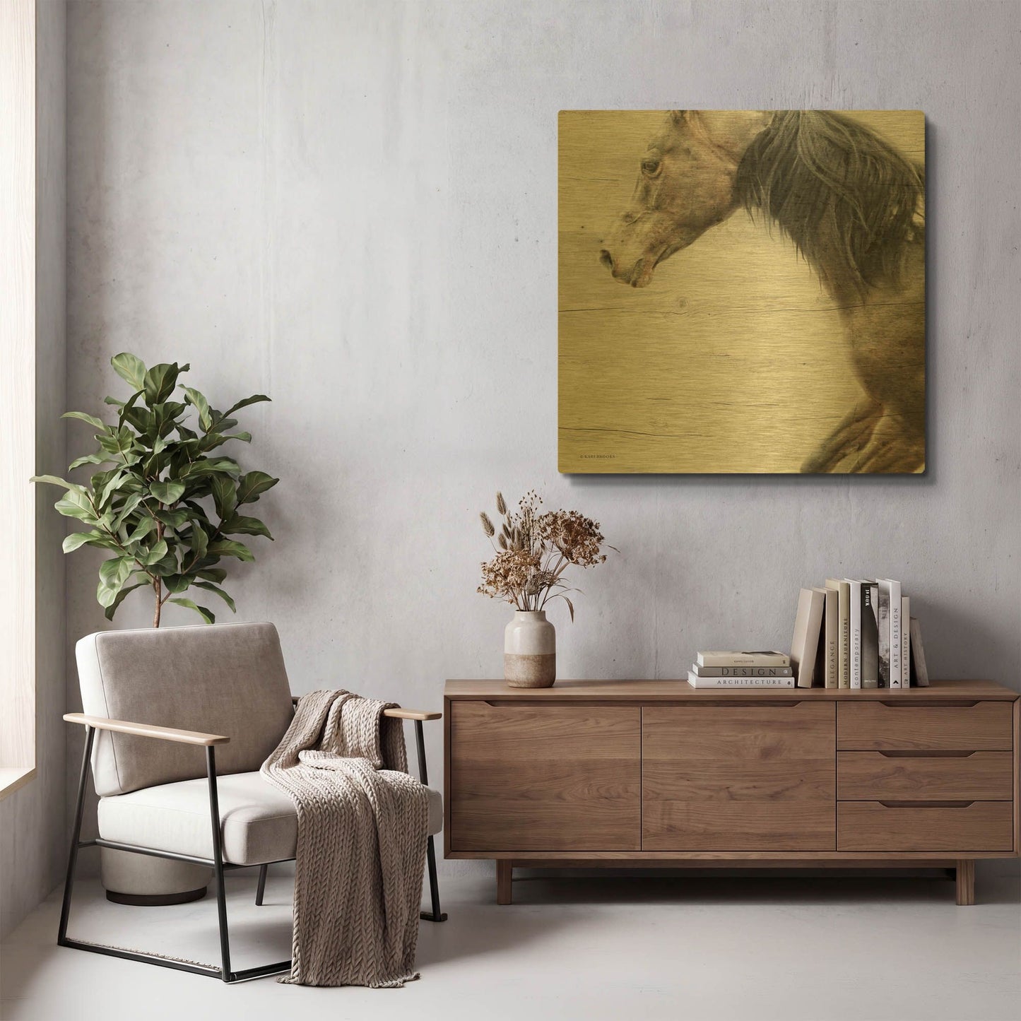 'Distant' By Kari Brooks Gold Metal Wall Art