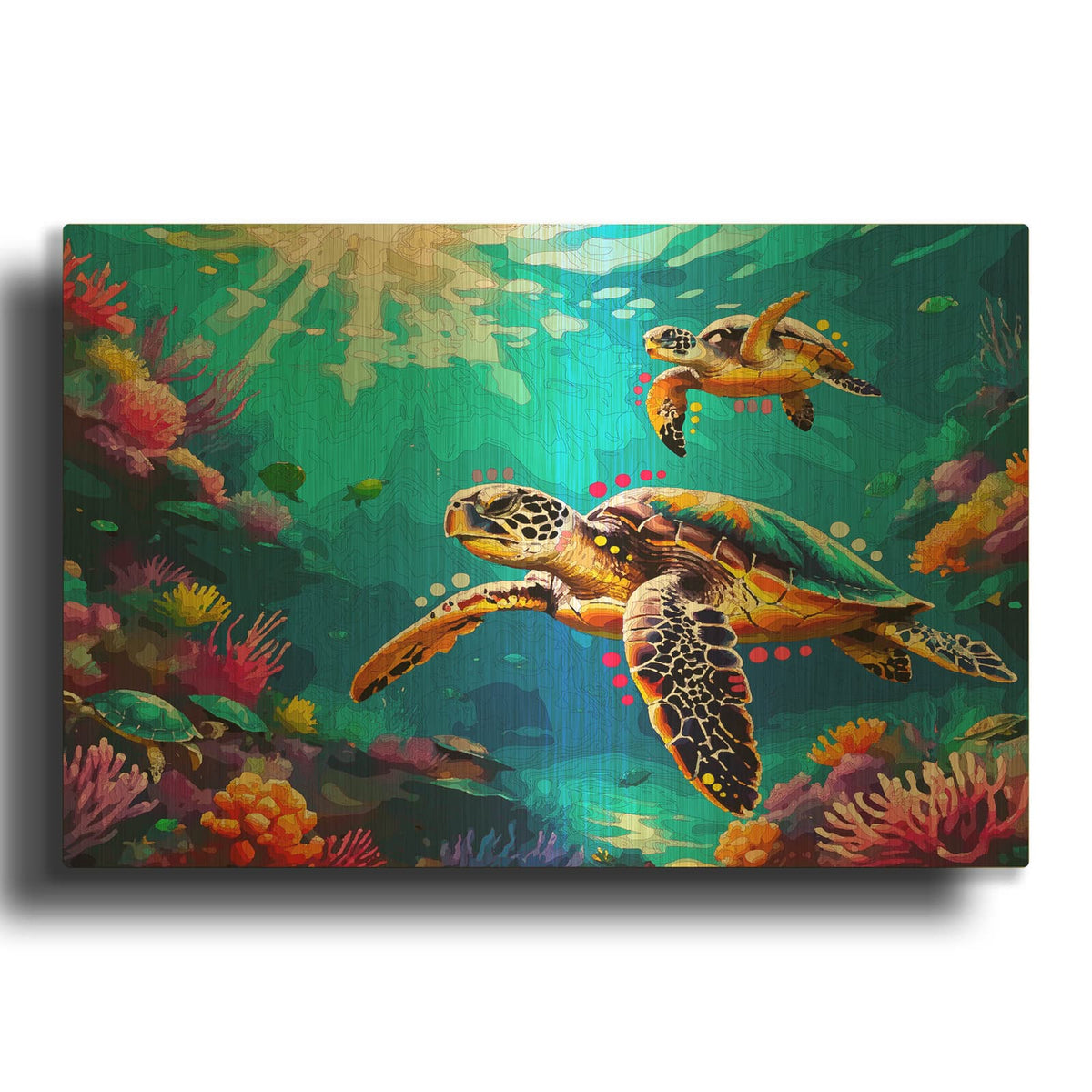 'Sea Turtle Buddies' By Dean Russo Gold Metal Wall Art
