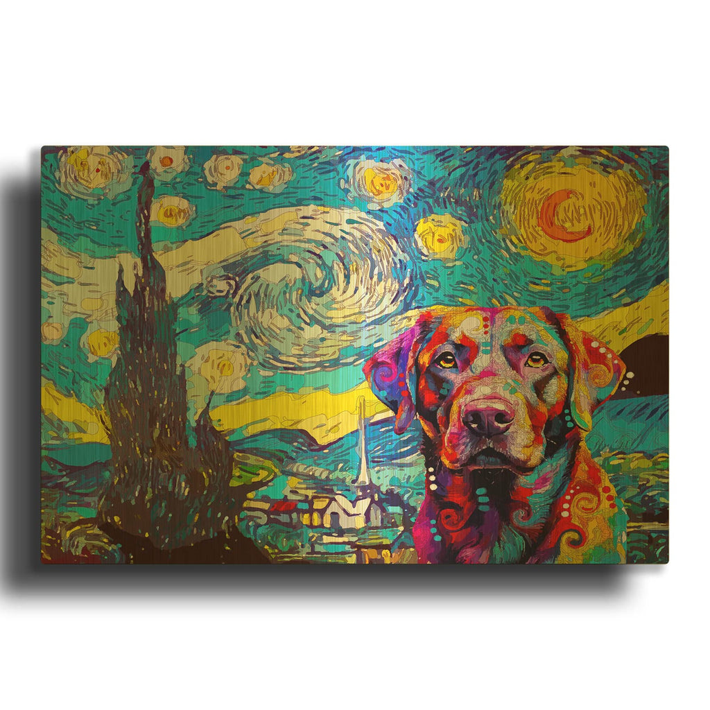 'The Starry Labrador' By Dean Russo Gold Metal Wall Art