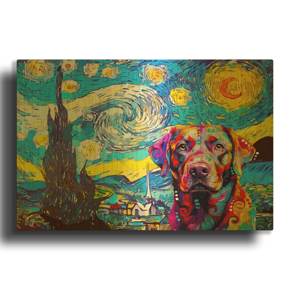 'The Starry Labrador' By Dean Russo Gold Metal Wall Art