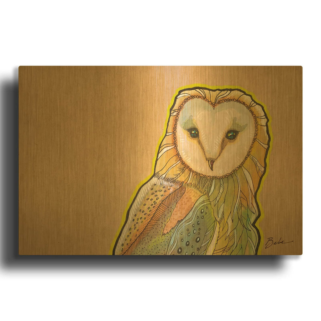 'Barn Owl Look' By Bebe Keith Gold Metal Wall Art