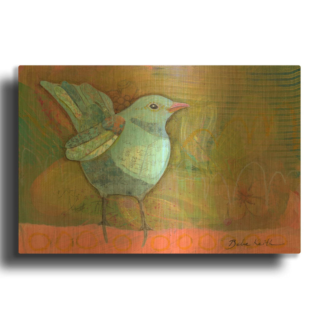 'Blue Bird Big' By Bebe Keith Gold Metal Wall Art