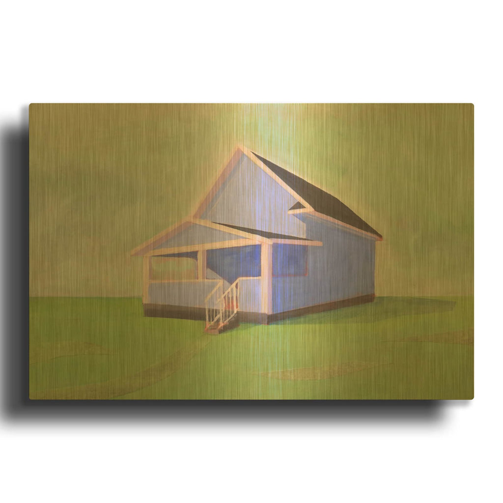 'Blue House' By Bebe Keith Gold Metal Wall Art
