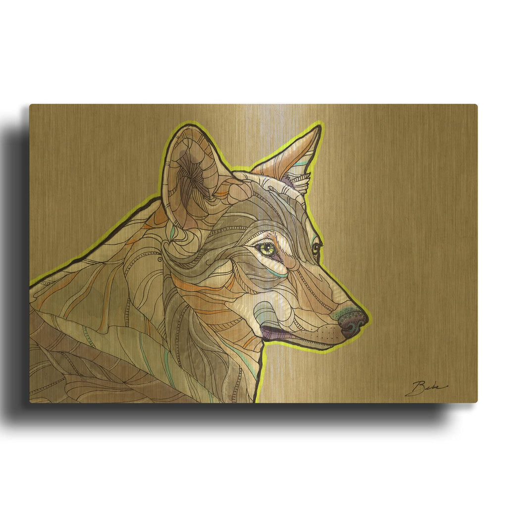 'Coyote Pretty' By Bebe Keith Gold Metal Wall Art