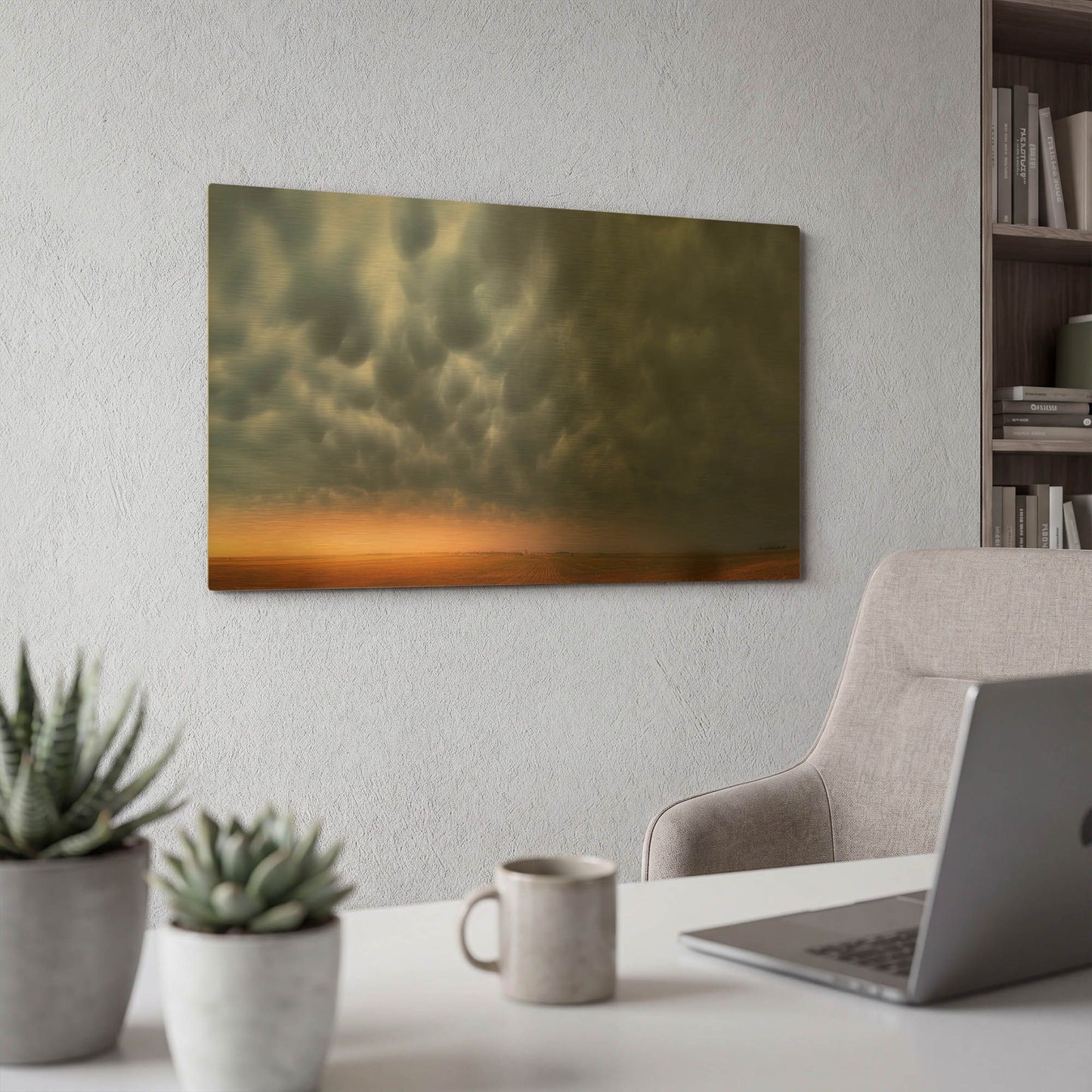 'Mammatus over Madrid copy' By Darren White Gold Metal Wall Art