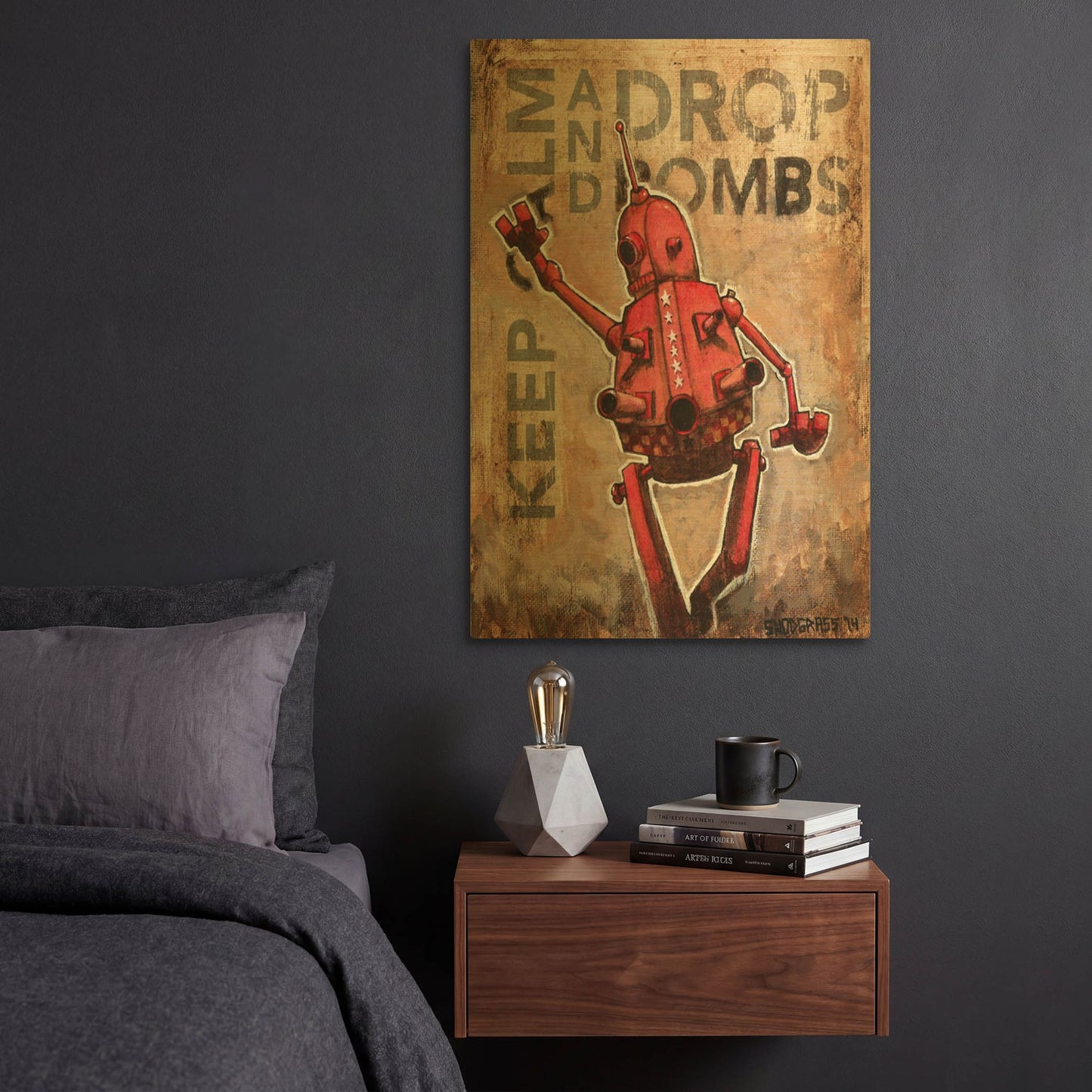 'Drop Bombs 2' By Craig Snodgrass Gold Metal Wall Art