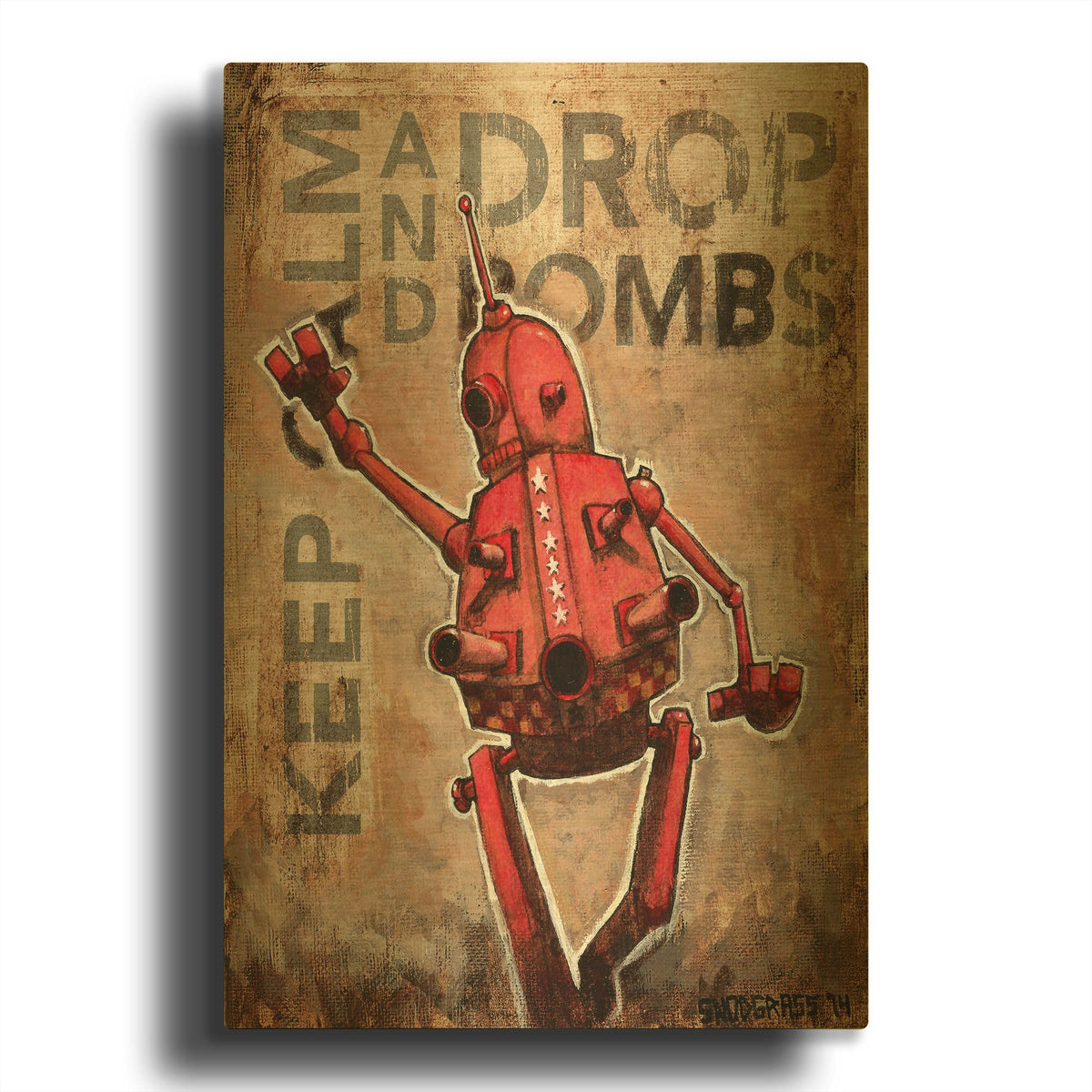 'Drop Bombs 2' By Craig Snodgrass Gold Metal Wall Art