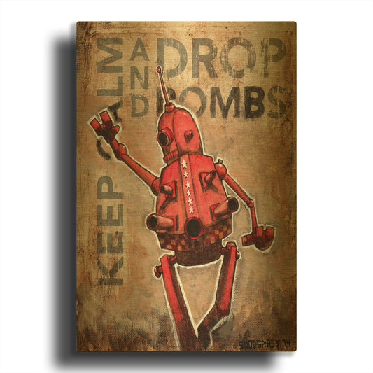 'Drop Bombs 2' By Craig Snodgrass Gold Metal Wall Art