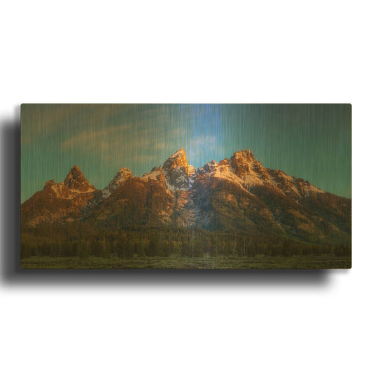 'Tetons First Light' By Darren White Gold Metal Wall Art