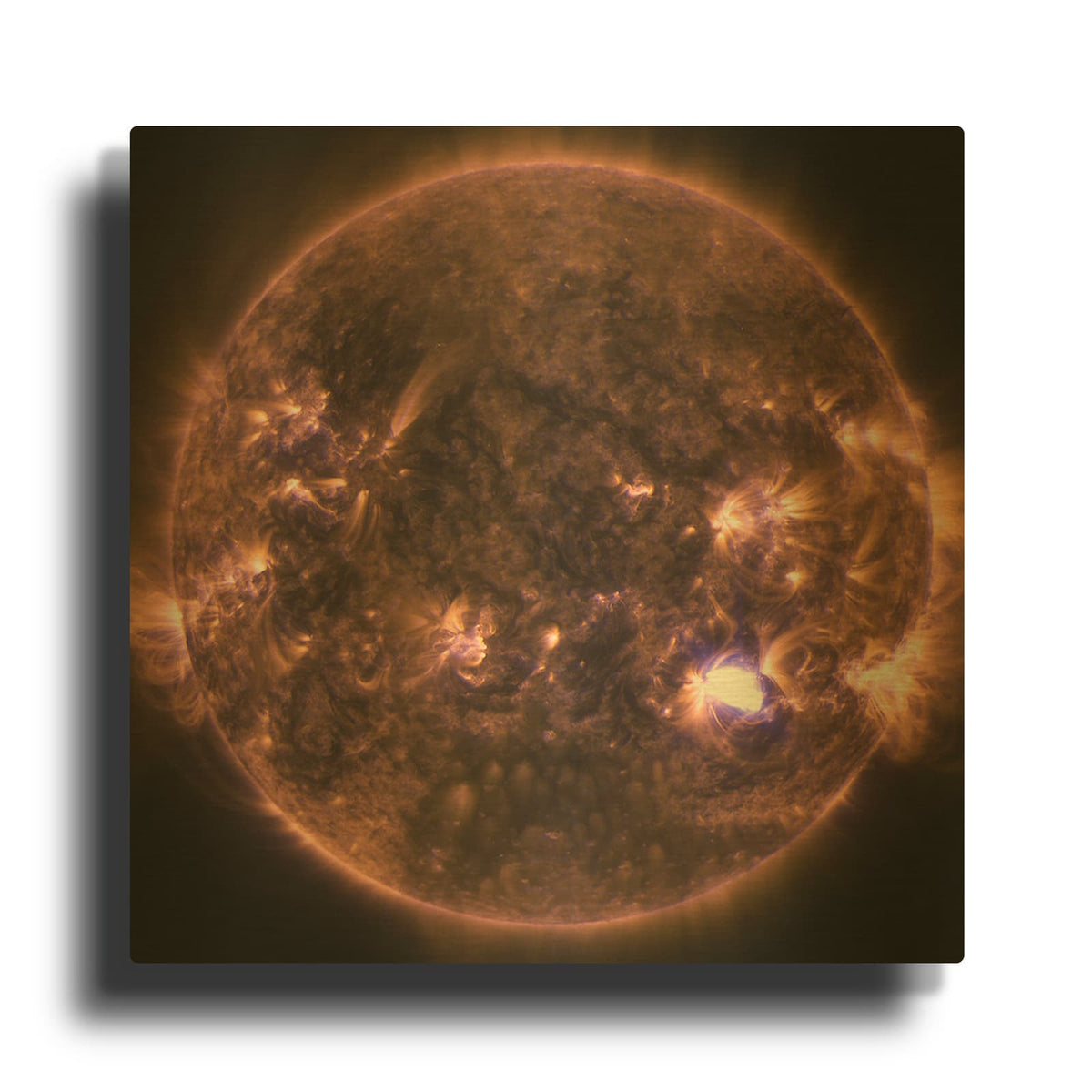 'Sun Emits a Mid-Level Flare on Dec. 4, 2014' By NASA Space Photos Gold Metal Wall Art