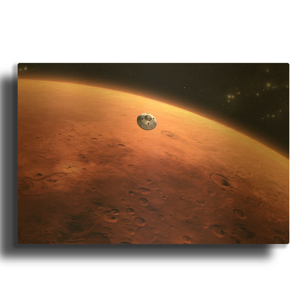 'Curiosity Approaching Mars, Artist Concept' By NASA Space Photos Gold Metal Wall Art