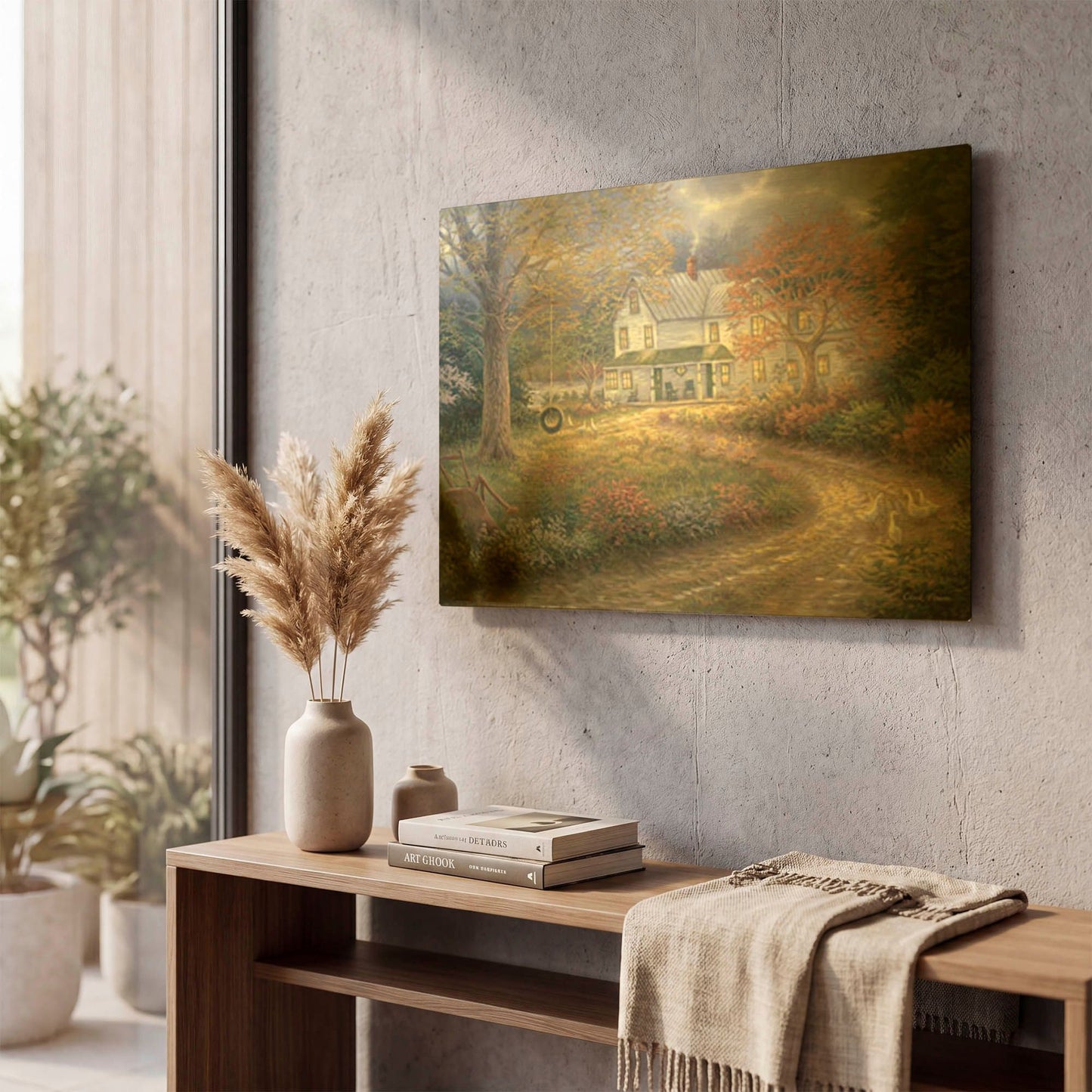 'Mid Country Farmhouse' By Chuck Pinson Gold Metal Wall Art