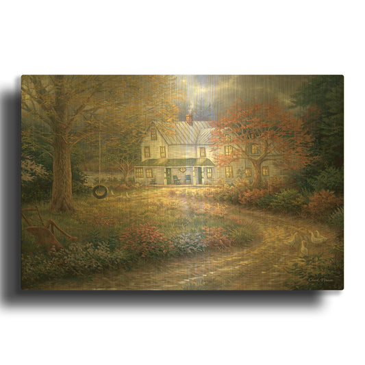 'Mid Country Farmhouse' By Chuck Pinson Gold Metal Wall Art