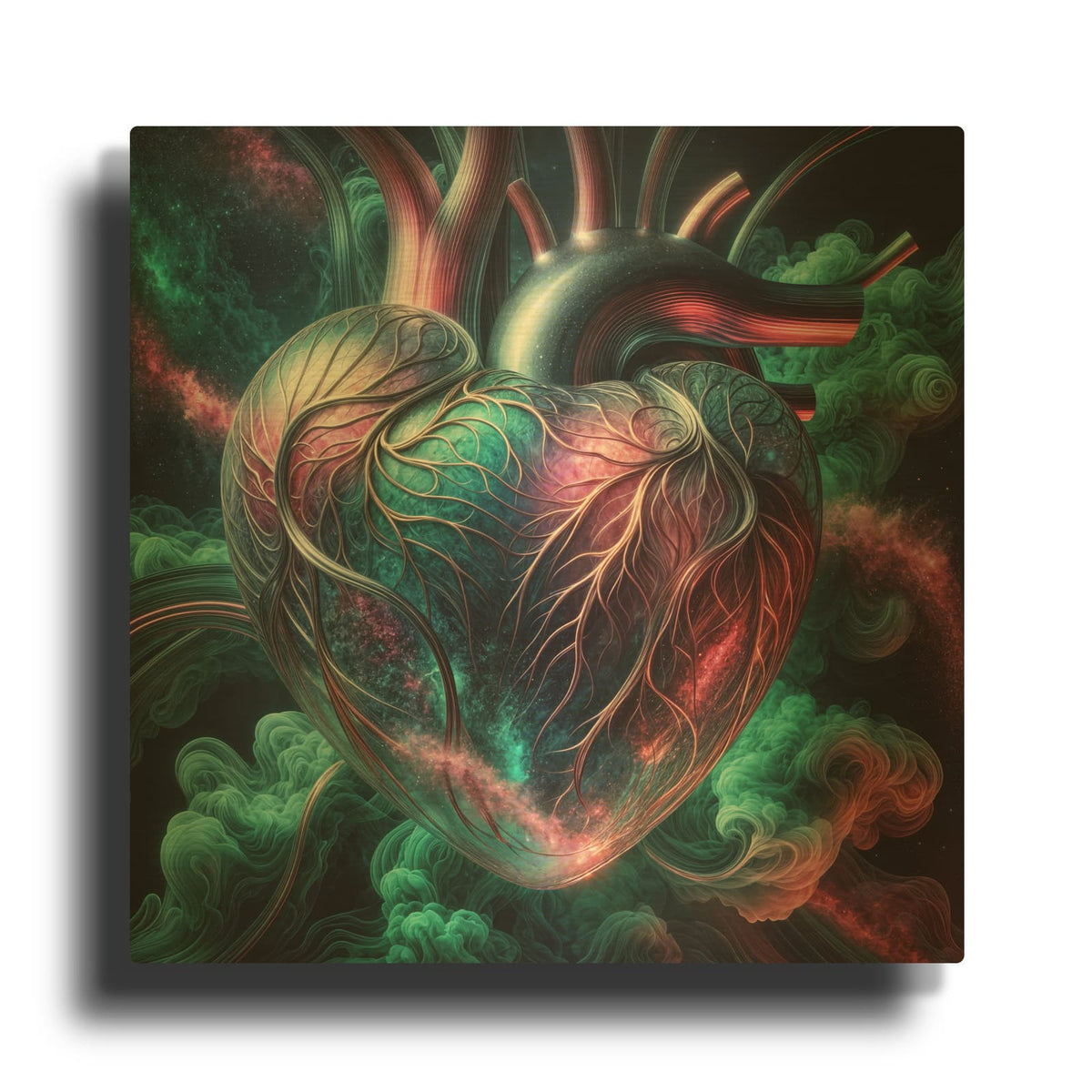 'Teal Heart 4' By Rey Klimt Gold Metal Wall Art