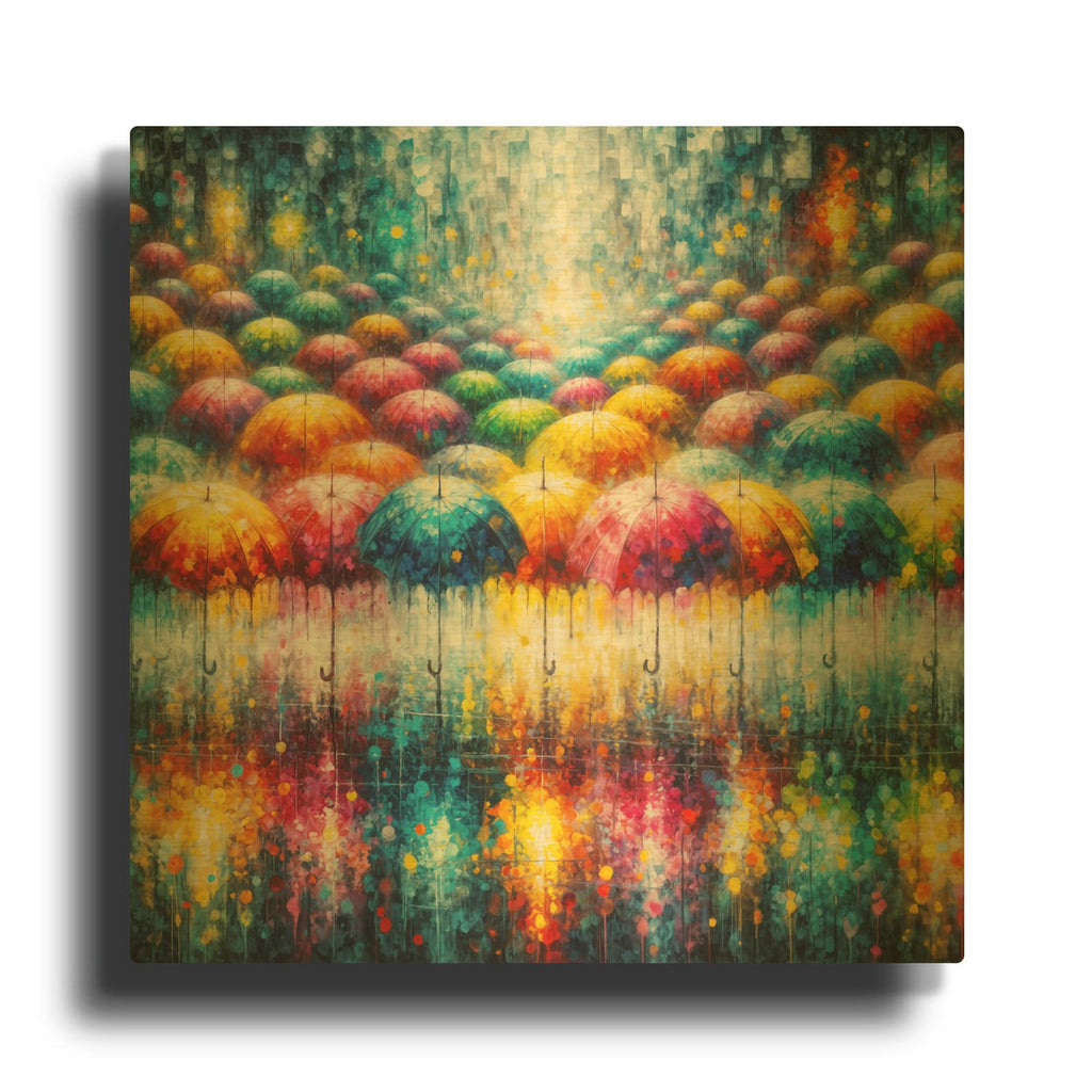'Vibrant Umbrellas 2' By Rey Klimt Gold Metal Wall Art