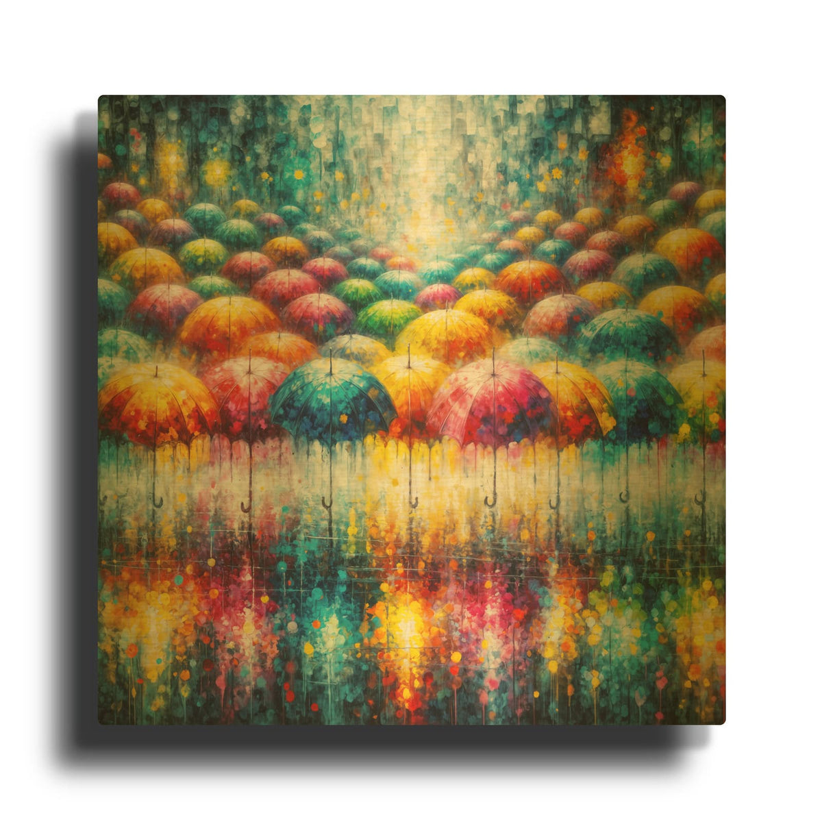 'Vibrant Umbrellas 2' By Rey Klimt Gold Metal Wall Art