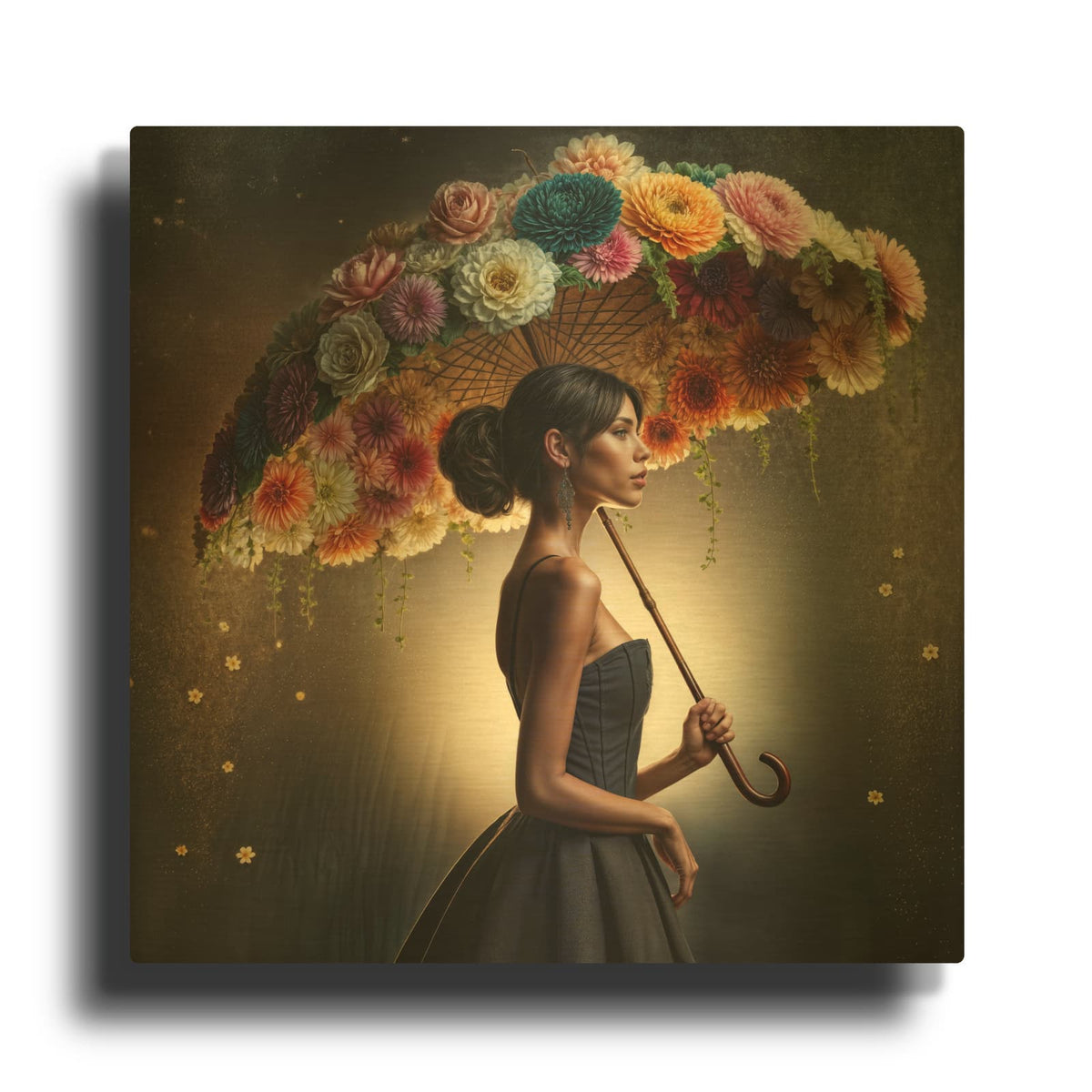 'When It Rains - It Blooms' By Rey Klimt Gold Metal Wall Art