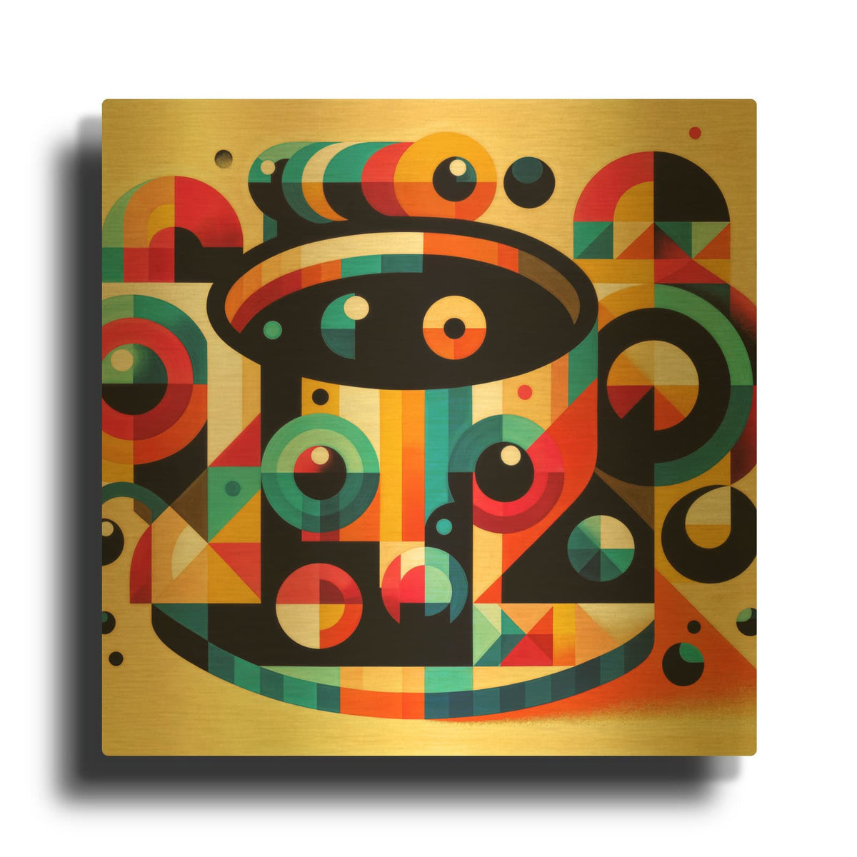'Abstract Coffee Cup 1' By Rey Klimt Gold Metal Wall Art