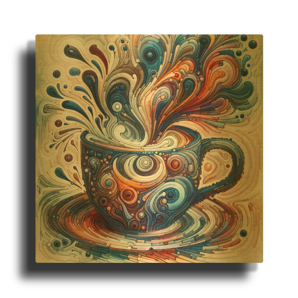 'Abstract Coffee Cup 2' By Rey Klimt Gold Metal Wall Art