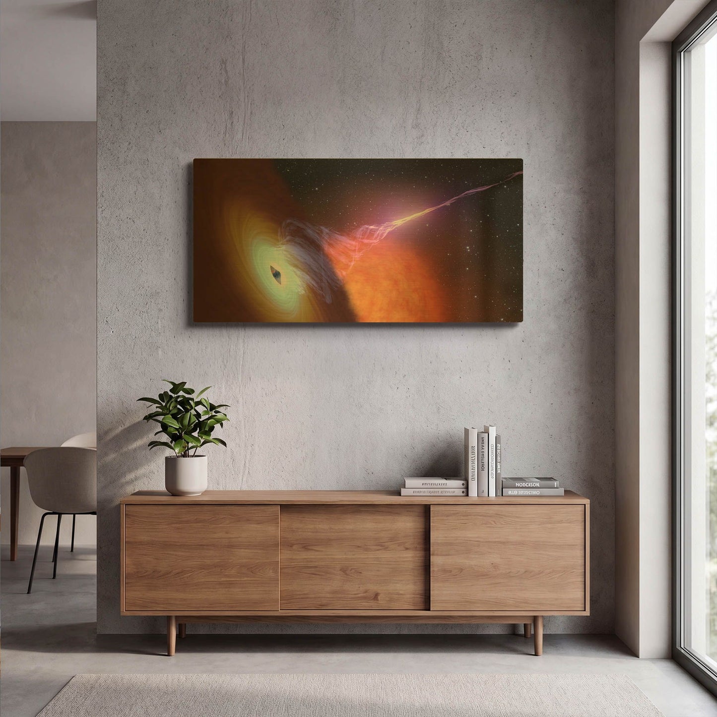 'Black Hole with Jet' By NASA Space Photos Gold Metal Wall Art
