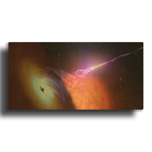 'Black Hole with Jet' By NASA Space Photos Gold Metal Wall Art