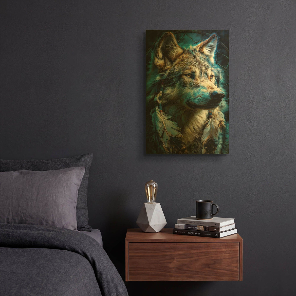 'Wolf Dreamcatcher' By Rich Monet Gold Metal Wall Art