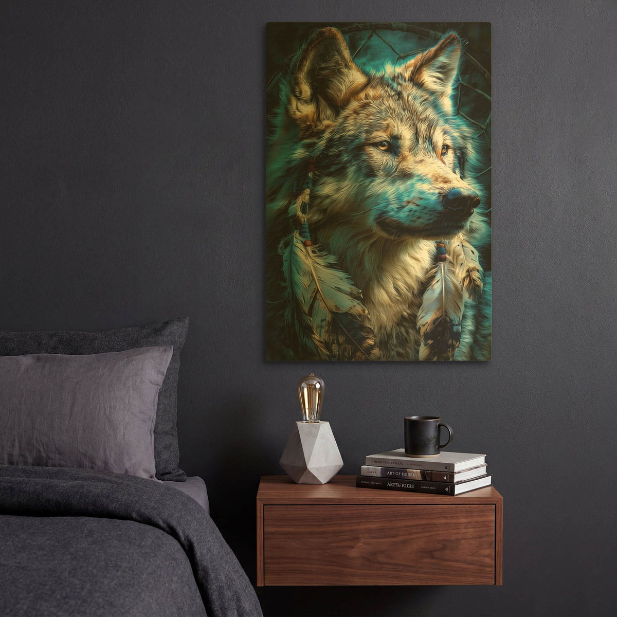 'Wolf Dreamcatcher' By Rich Monet Gold Metal Wall Art