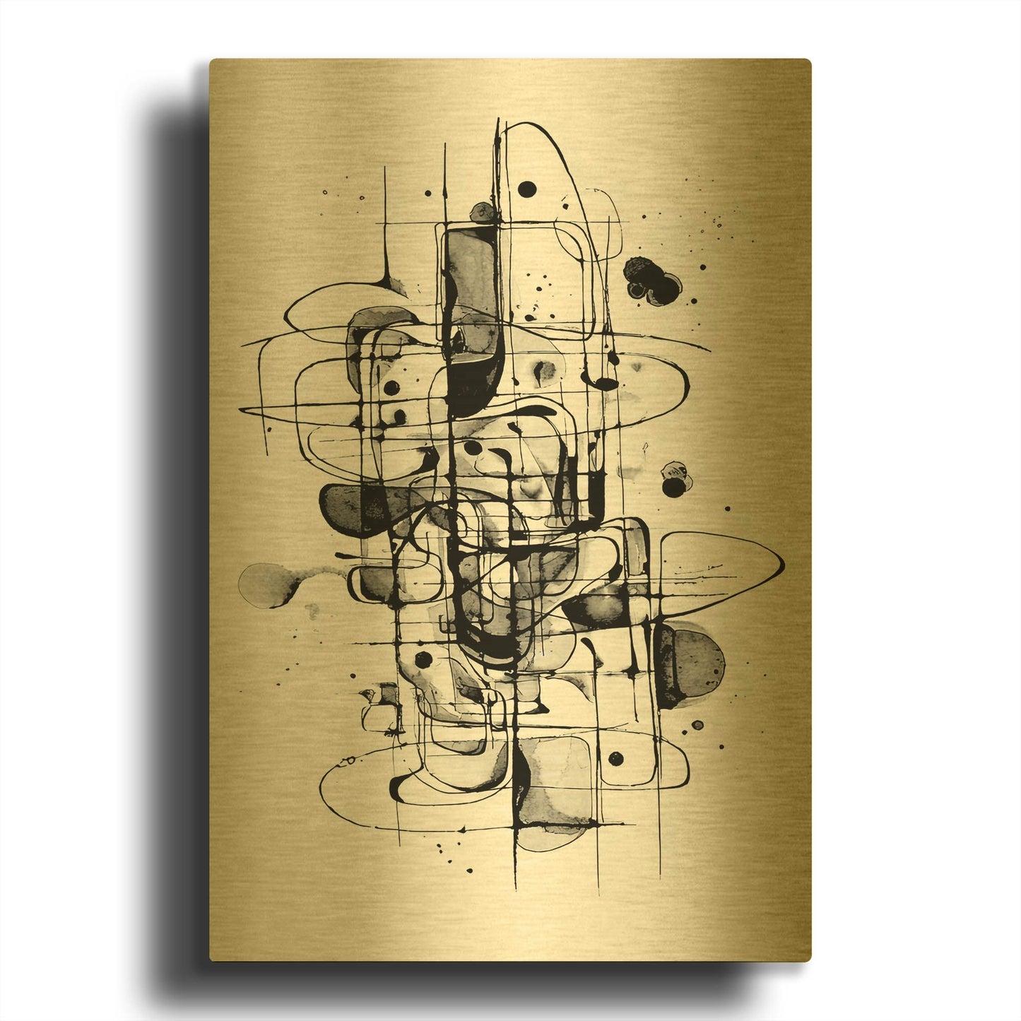 'Black And White Breakdance' By Rich Monet Gold Metal Wall Art