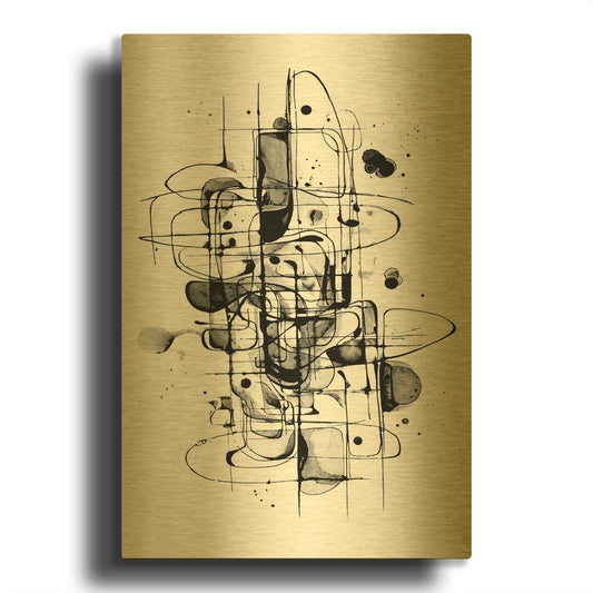 'Black And White Breakdance' By Rich Monet Gold Metal Wall Art